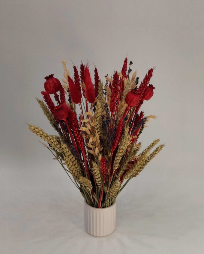 Dried Flowers Red Arrangement Height. 40 cm