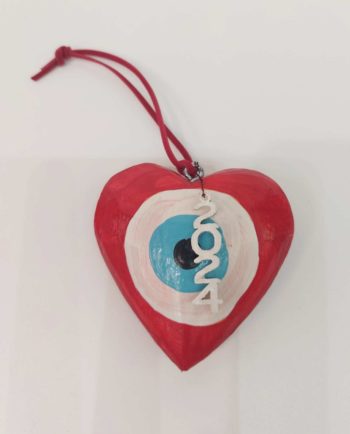 Heart Wooden Red Evil Eye 2024