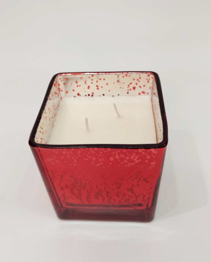 Aromatic Candle in Square Red Glass
