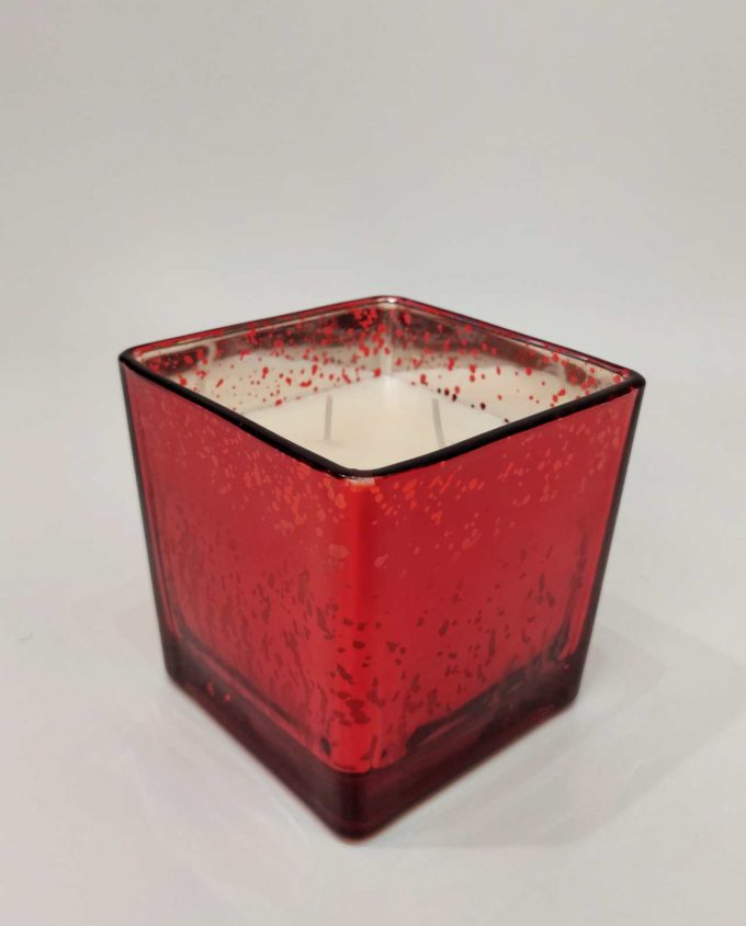 Aromatic Candle in Square Red Glass