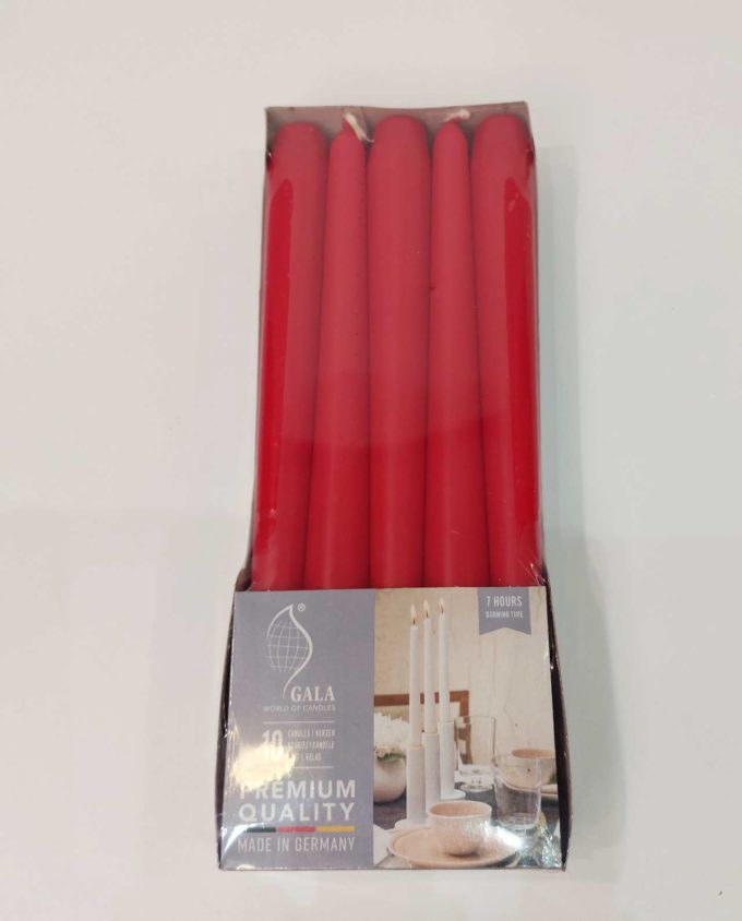 Dinner Candles Red Box 10 Pieces