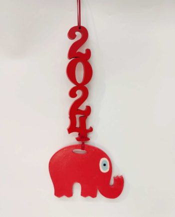 Wooden Lucky Charm 2024 Red Evil Eye Elephant