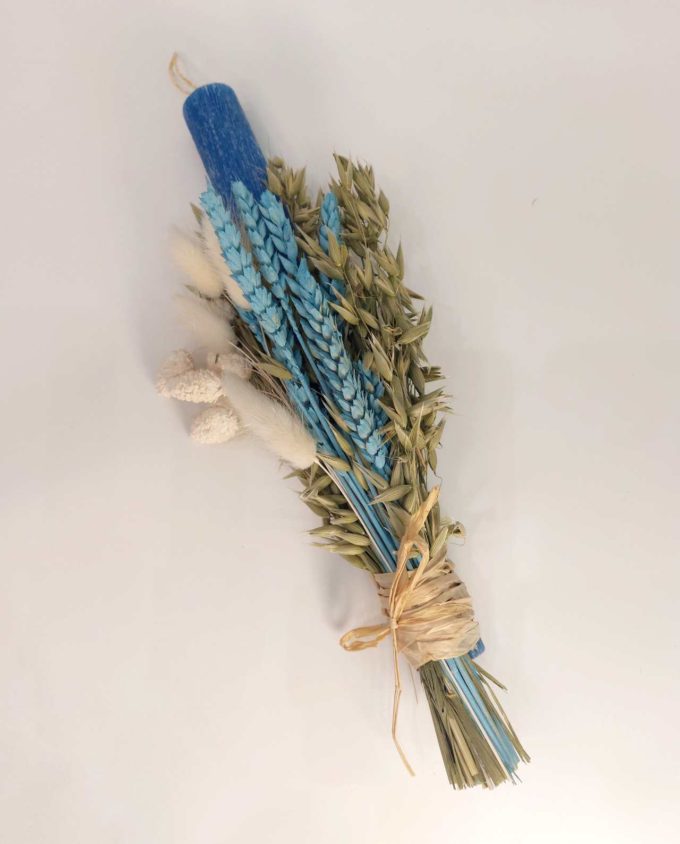 Easter Aromatic Blue Candle Dried Flowers
