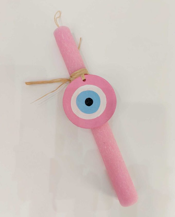Easter Aromatic Candle Wooden Pink Evil Eye