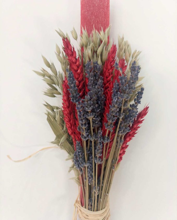 Easter Aromatic Red Candle Dried Flowers Lavender