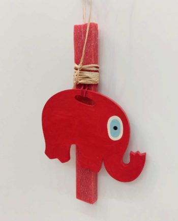 Easter Candle Wooden Red Elephant Evil Eye
