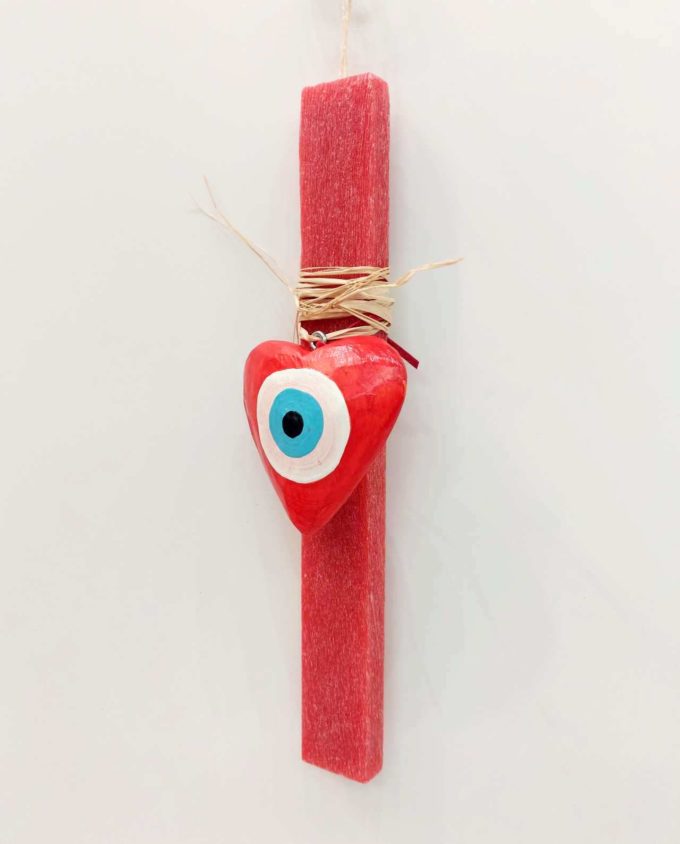 Easter Aromatic Candle Wooden Red Evil Eye Heart