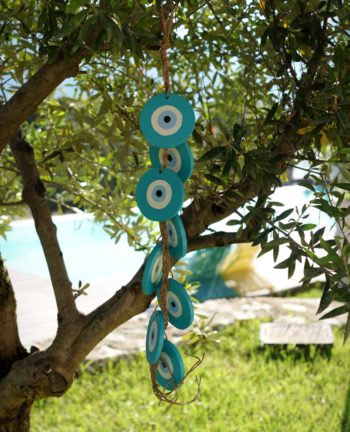 Garland 8 Evil Eyes Wooden Handmade Length 50 cm