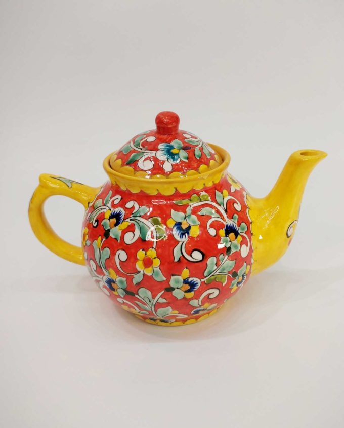 Teapot Ceramic Hand Painted Flowers