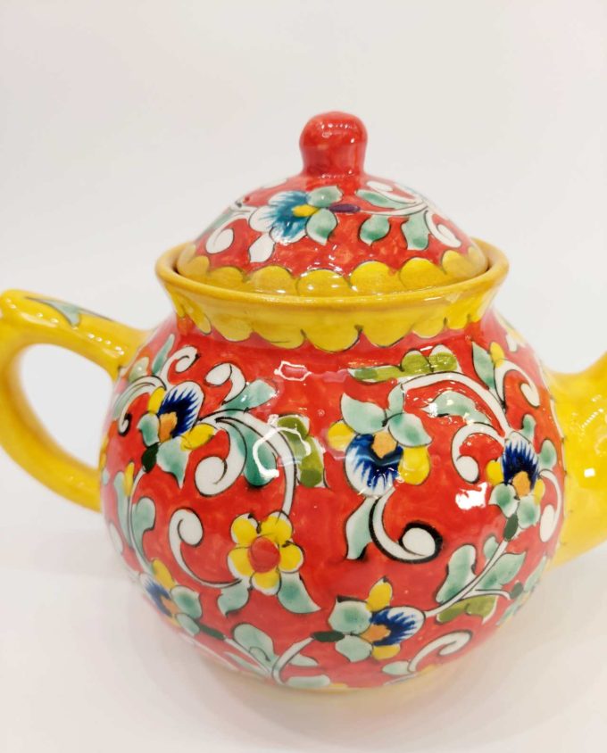 Teapot Ceramic Hand Painted Flowers