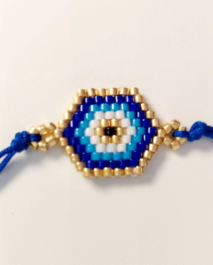 Bracelet Blue Evil Eye Miyuki Beads