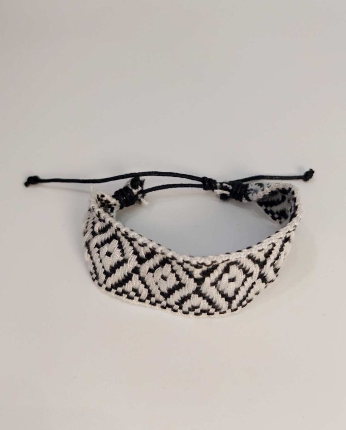 Bracelet Fabric White Black