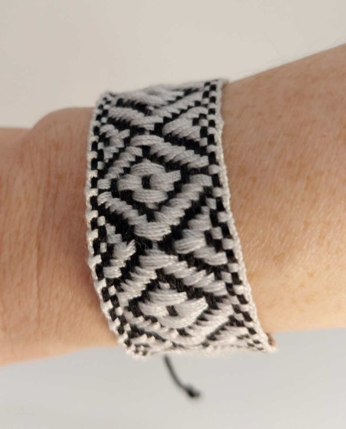 Bracelet Fabric White Black