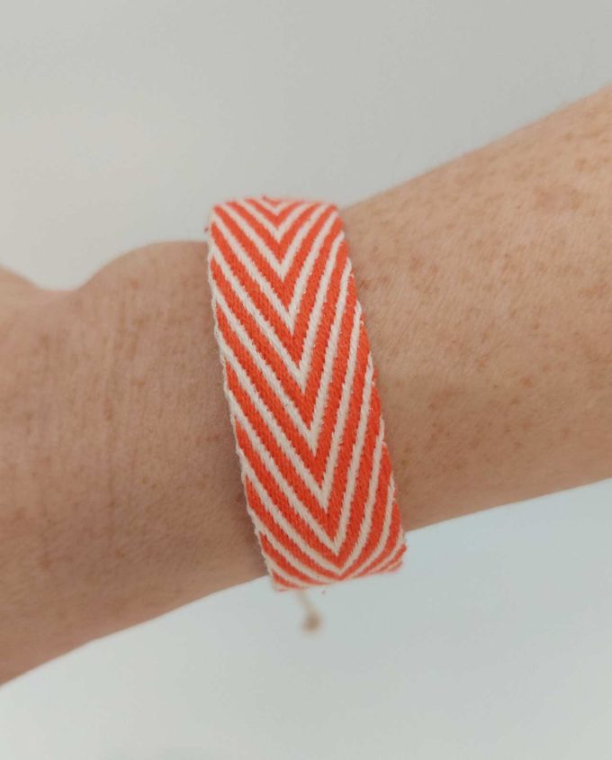 Bracelet Fabric Orange White