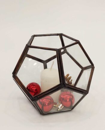 Lantern "Disco" Copper Antique Handmade Christmas Arrangement