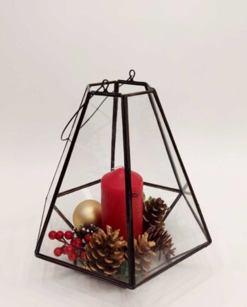 Lantern "Pyramid" Antique Copper Christmas Arrangement