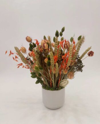 Dried Flowers Arrangement Orange Green Height 35 cm