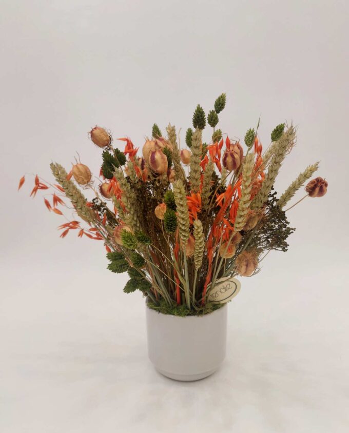 Dried Flowers Arrangement Orange Green Height 35 cm