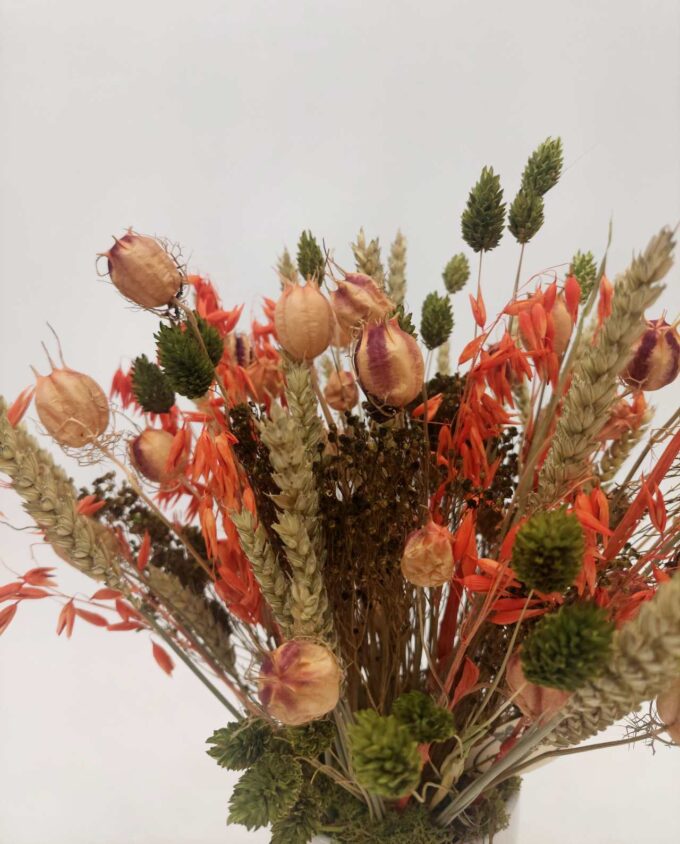 Dried Flowers Arrangement Orange Green Height 35 cm