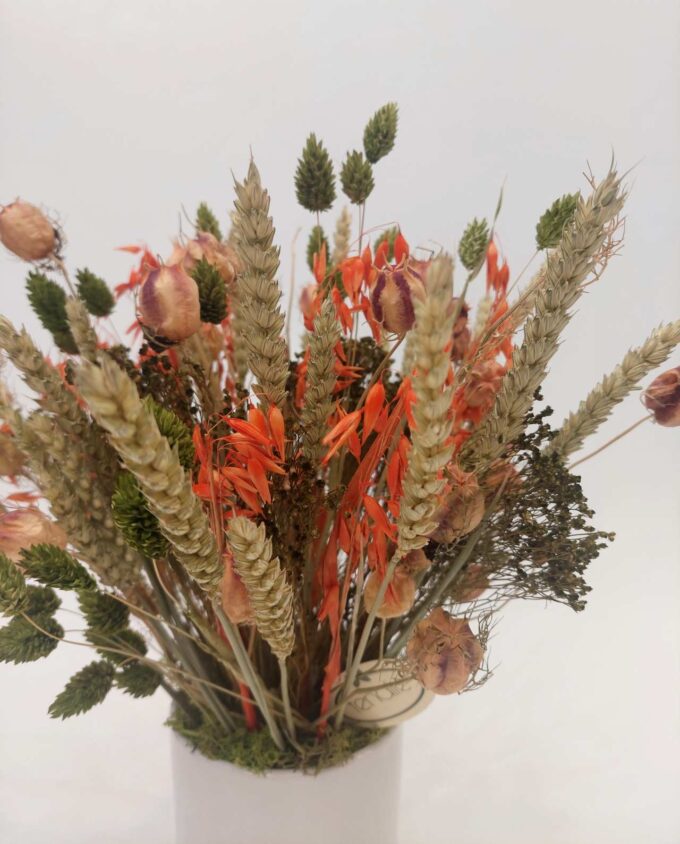 Dried Flowers Arrangement Orange Green Height 35 cm