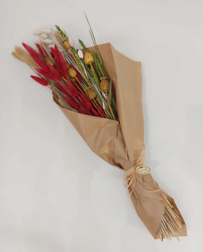 Dried Flowers Red Yellow Mix Bouquet