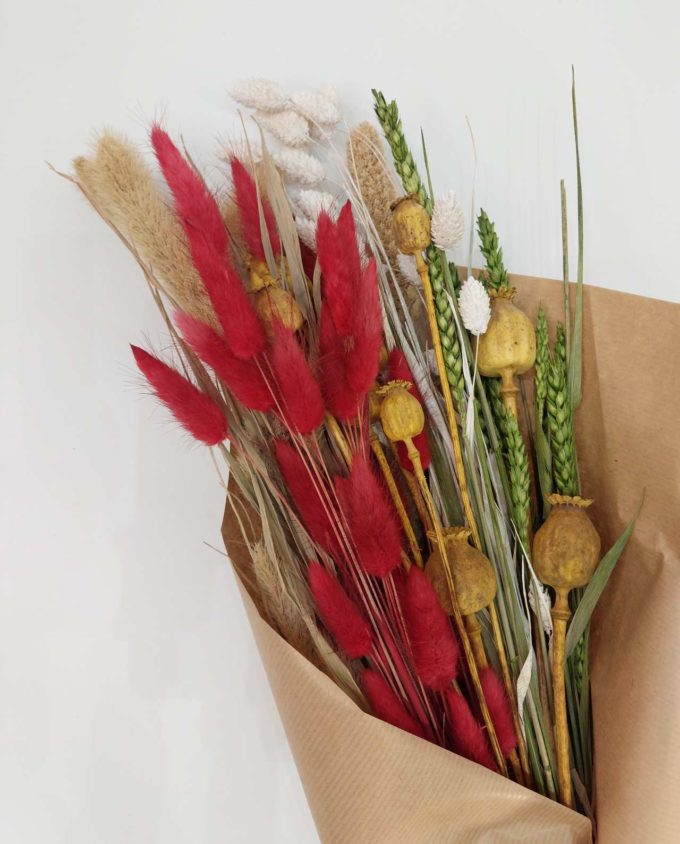 Dried Flowers Red Yellow Mix Bouquet
