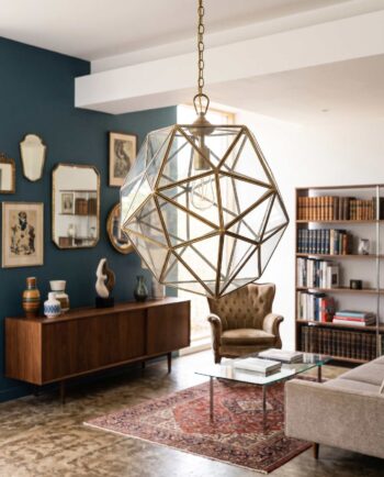 Lamp Hanging Copper & Glass Diameter 30 cm