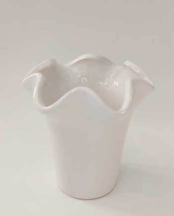 Ceramic White Vase "Flower" Height 14 cm