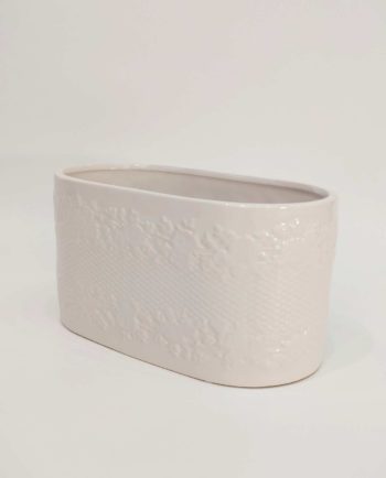 Pot White Ceramic Oval Length 24 cm