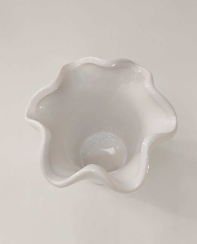 Ceramic White Vase "Flower" Height 14 cm