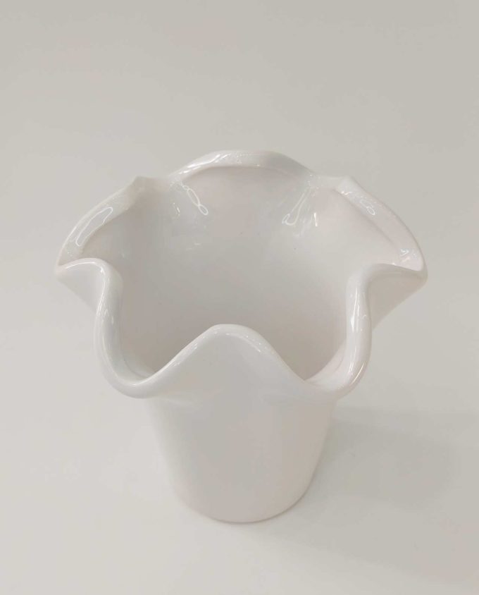 Ceramic White Vase "Flower" Height 14 cm
