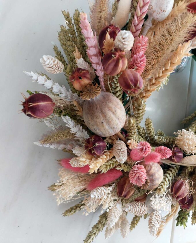 Wreath Dried Flowers Pastel Tones Diameter 35 cm