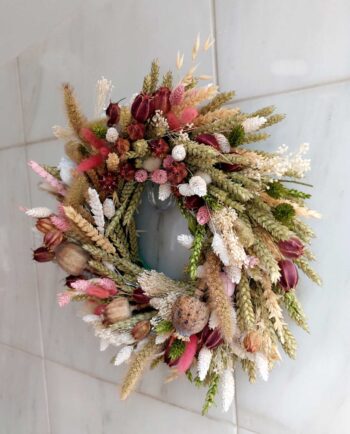 Wreath Dried Flowers Pastel Tones Diameter 35 cm