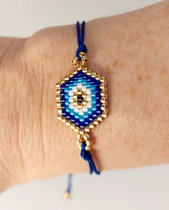 Bracelet Blue Evil Eye Miyuki Beads