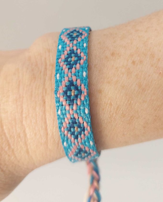 Bracelet Fabric Light Blue Pink