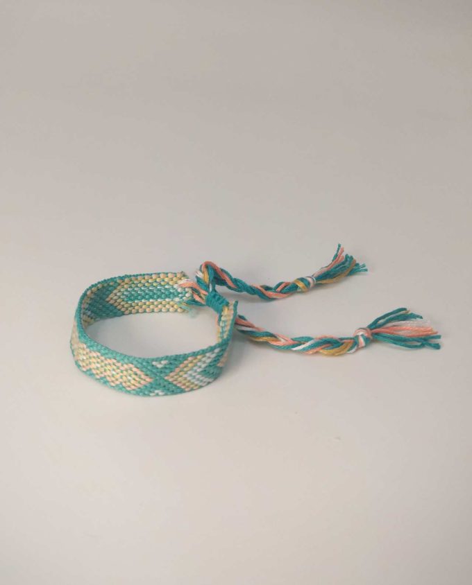 Bracelet Fabric Turquoise Salmon Pink