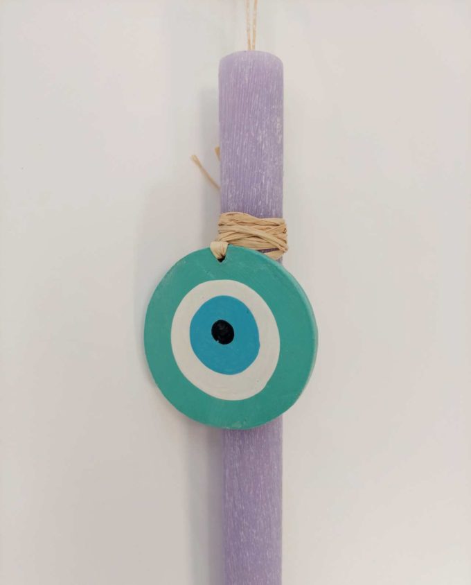 Easter Aromatic Lilac Candle Wooden Turquoise Evil Eye