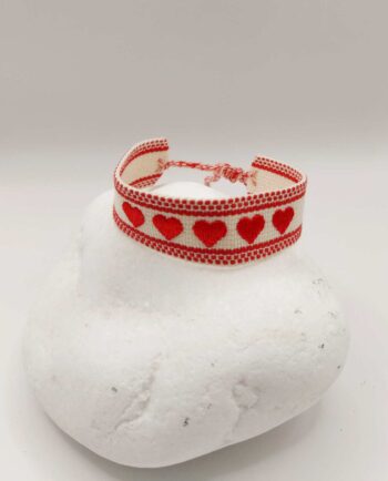 Bracelet Fabric Red Hearts