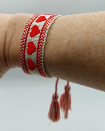 Bracelet Fabric Red Hearts