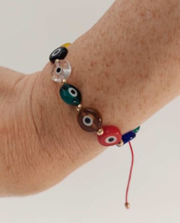 Bracelet Multicolor Glass Evil Eyes