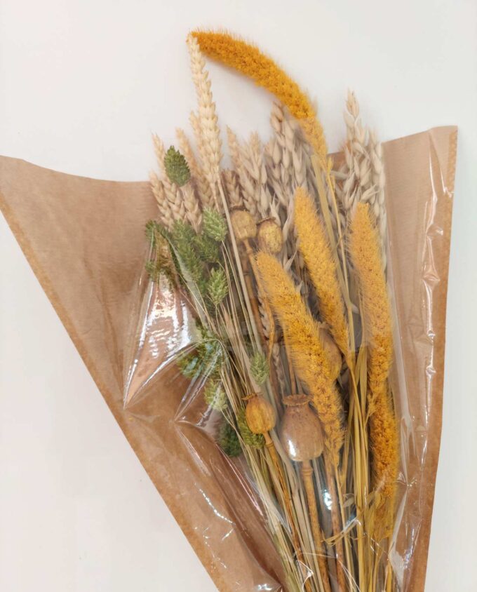 Dried Flowers Yellow Green Mix Bouquet