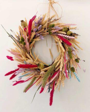 Wreath Dried Flowers Pink Tones Diameter 35 cm