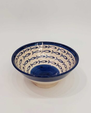 Bowl Ceramic Blue Fishes Diameter 20 cm