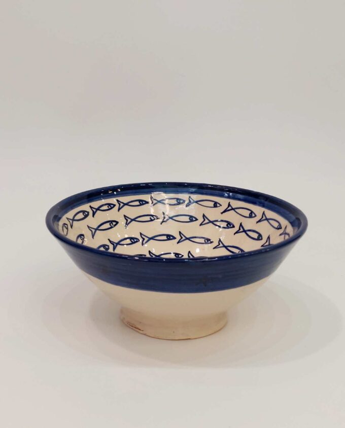 Bowl Ceramic Blue Fishes Diameter 20 cm