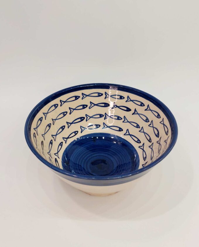 Bowl Ceramic Blue Fishes Diameter 25 cm