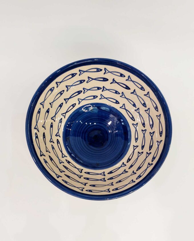 Bowl Ceramic Blue Fishes Diameter 25 cm