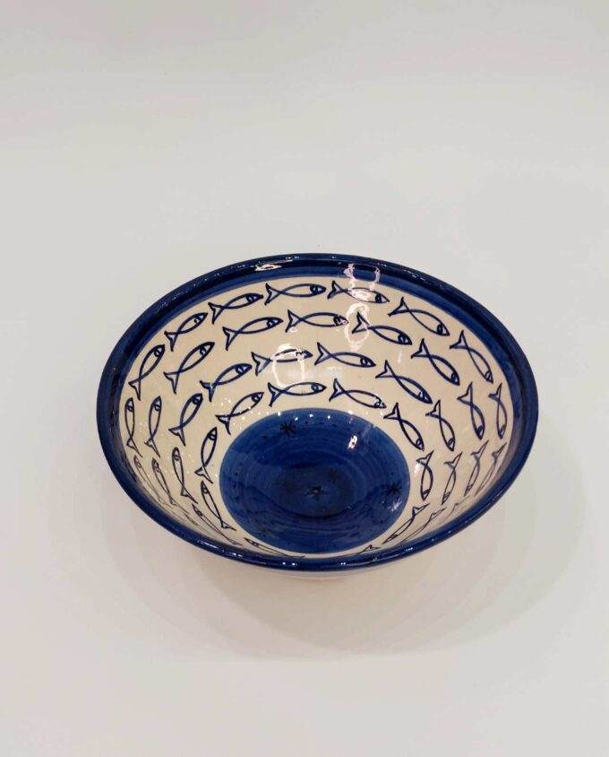 Bowl Ceramic Blue Fishes Diameter 20 cm