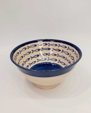 Bowl Ceramic Blue Fishes Diameter 25 cm