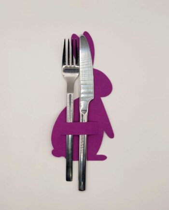 Bunny Purple Felt Cutlery Holder Set 4 Pieces