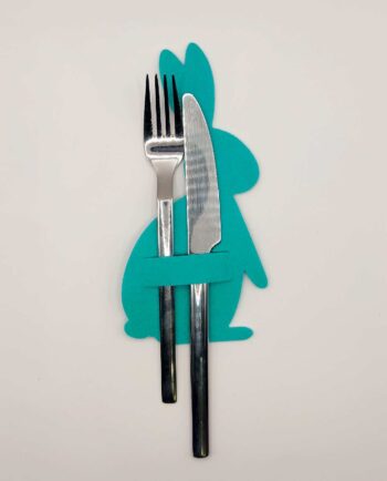 Bunny Turquoise Felt Cutlery Holder Set 4 Pieces